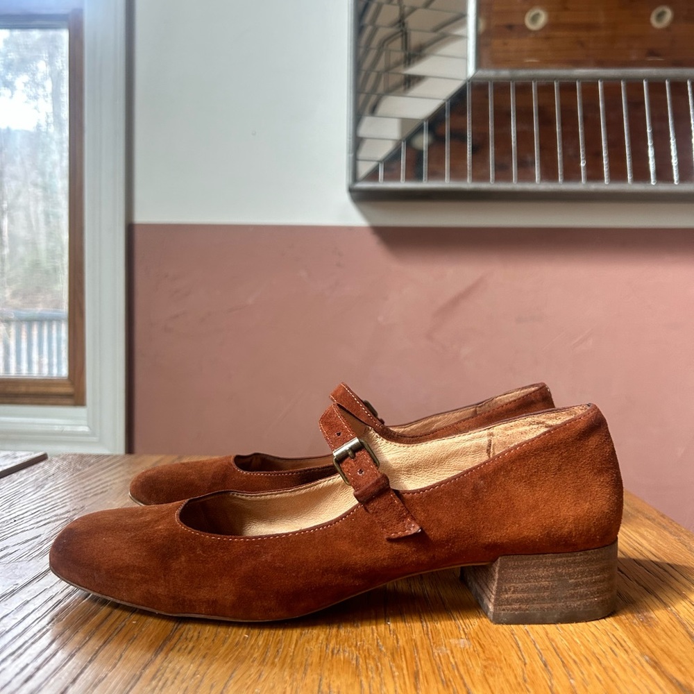 Madewell Camel Suede Mary Janes | Size 7.5